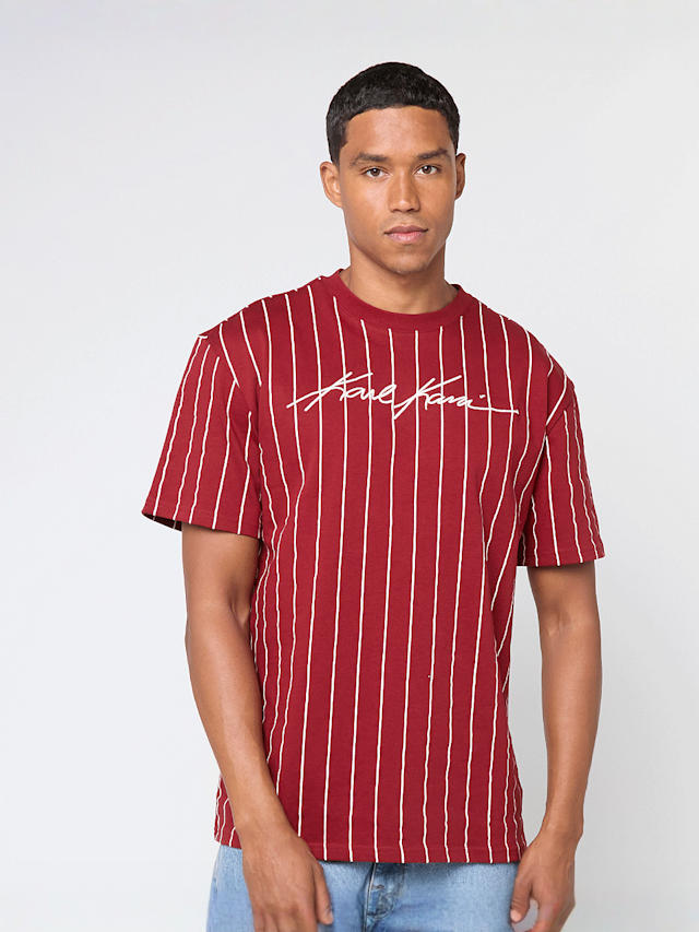 Karl Kani, Autograph Pinstripe Jersey Boxy T-Shirt, red, Image 1 of 4