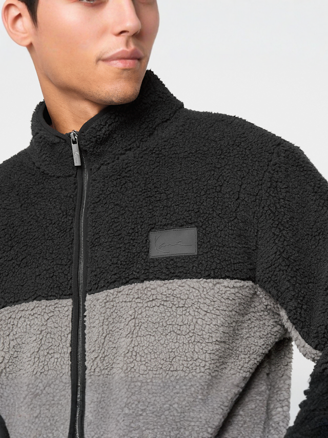 Karl Kani, Signature Rubber Patch Teddy Zip Jacket, black, Image 3 of 4