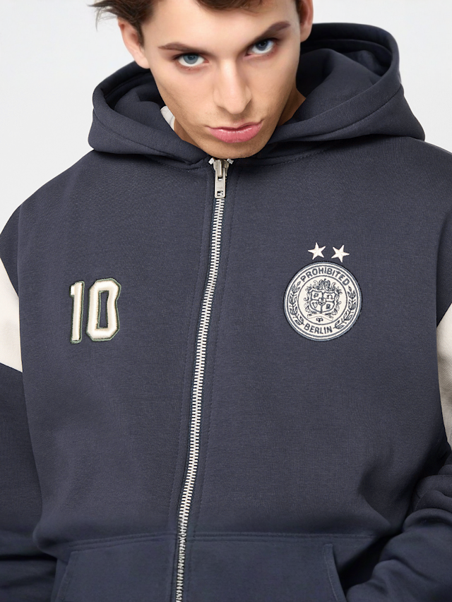 Prohibited, Cup Zip-Hoodie Dark Grey, blue, Image 3 of 7