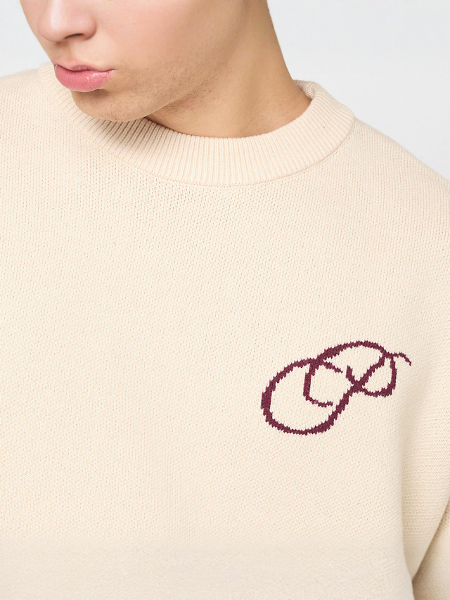 Prohibited, Initial Knit Sweater Cream, beige, Image 3 of 5