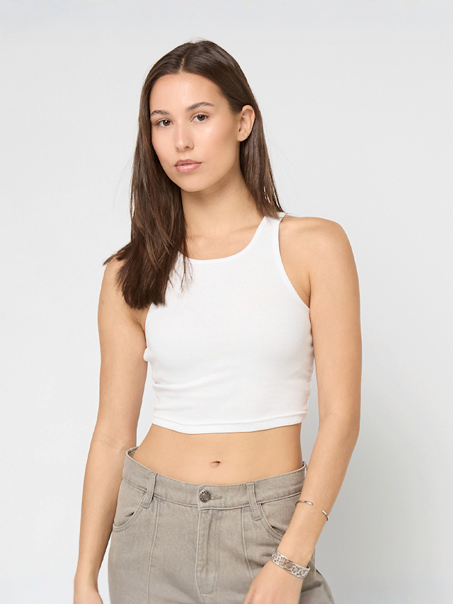 Urban Classics, Ladies Cropped Rib Top, white, Image 1 of 3