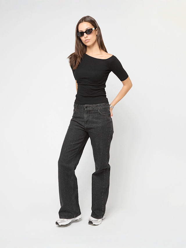 Urban Classics, Ladies Organic Asymmetric Rib Tee, black, Image 3 of 3