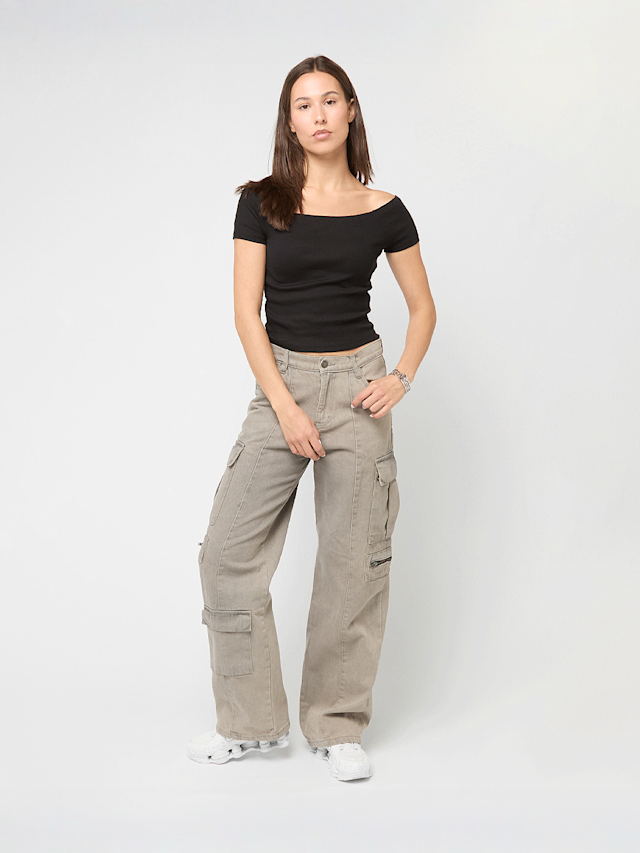 Urban Classics, Ladies Off Shoulder Rib Tee, black, Image 3 of 3