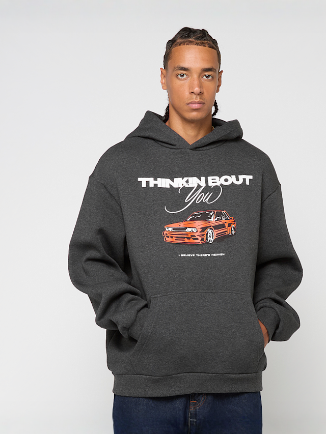 Mister Tee, Thinking Bout You Car Print Fluffy Hoody charcoal, grey, Image 1 of 4