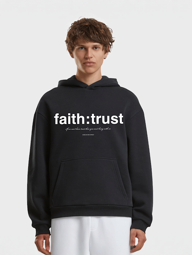 Mister Tee, Faith And Trust Fluffy Hoody black, black, Image 1 of 3