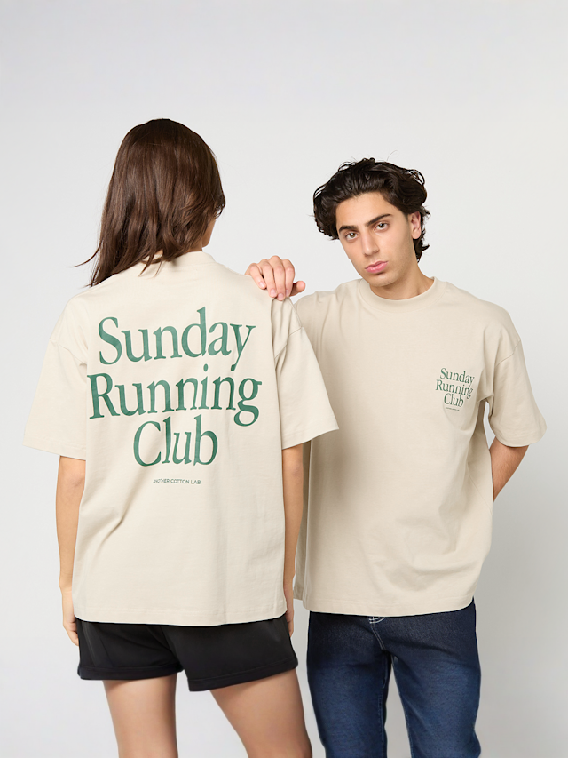 Another Cotton Lab, Sunday Running Club Oversized T-Shirt, beige, Image 1 of 6