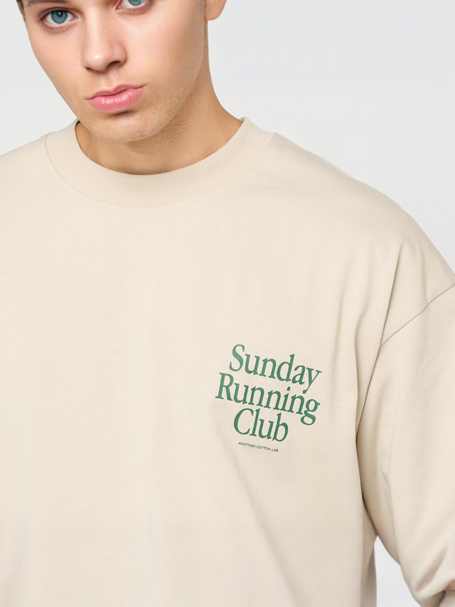 Another Cotton Lab, Sunday Running Club Oversized T-Shirt, beige, Image 3 of 6