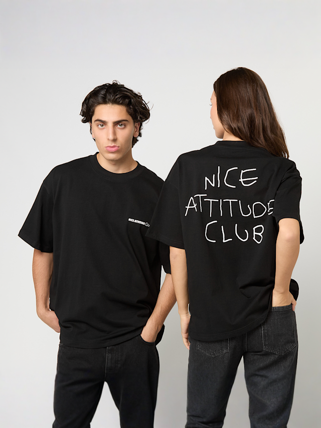 Another Cotton Lab, Nice Attitude Club Oversized T-Shirt, black, Image 1 of 5