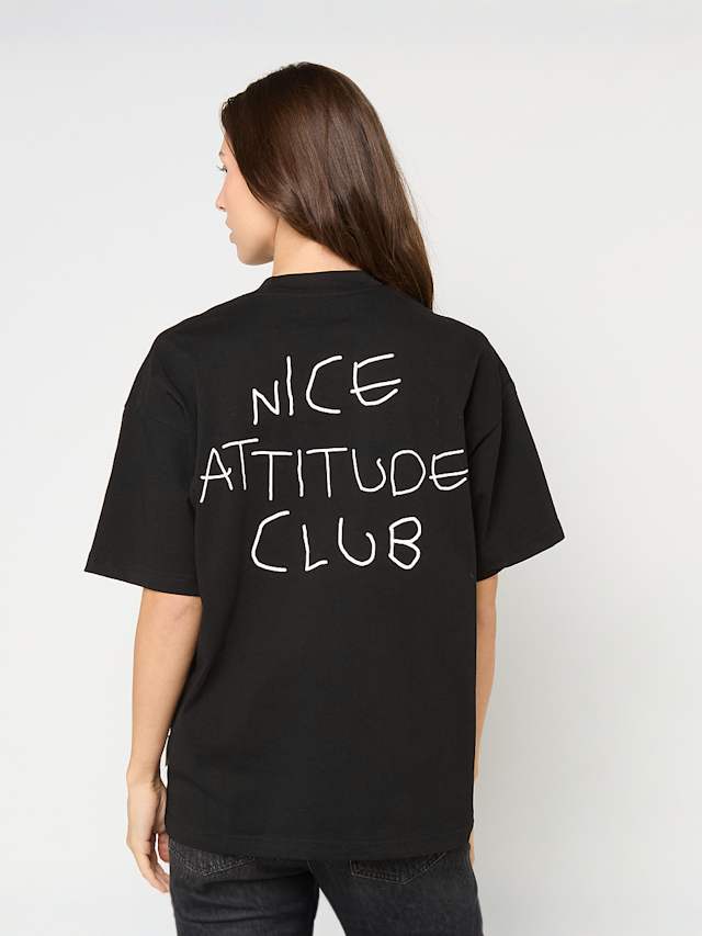 Another Cotton Lab, Nice Attitude Club Oversized T-Shirt, black, Image 2 of 5