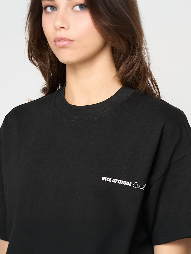Another Cotton Lab, Nice Attitude Club Oversized T-Shirt, black, Image 3 of 5