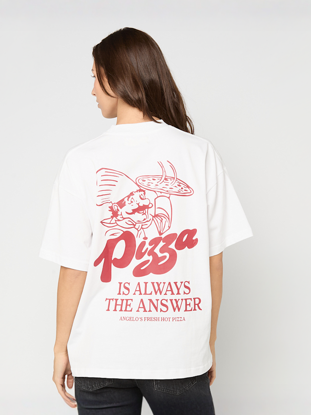 Another Cotton Lab, Pizza is always the Answer Oversized T-Shirt, white, Image 2 of 6