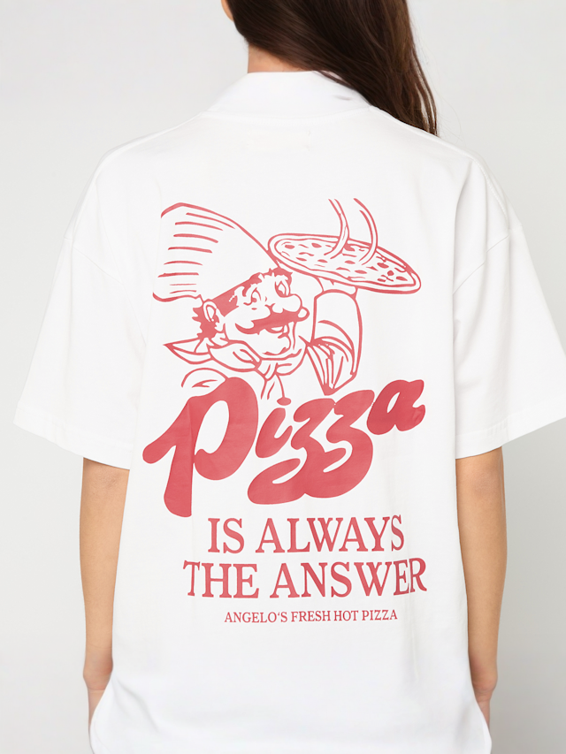 Another Cotton Lab, Pizza is always the Answer Oversized T-Shirt, white, Image 5 of 6