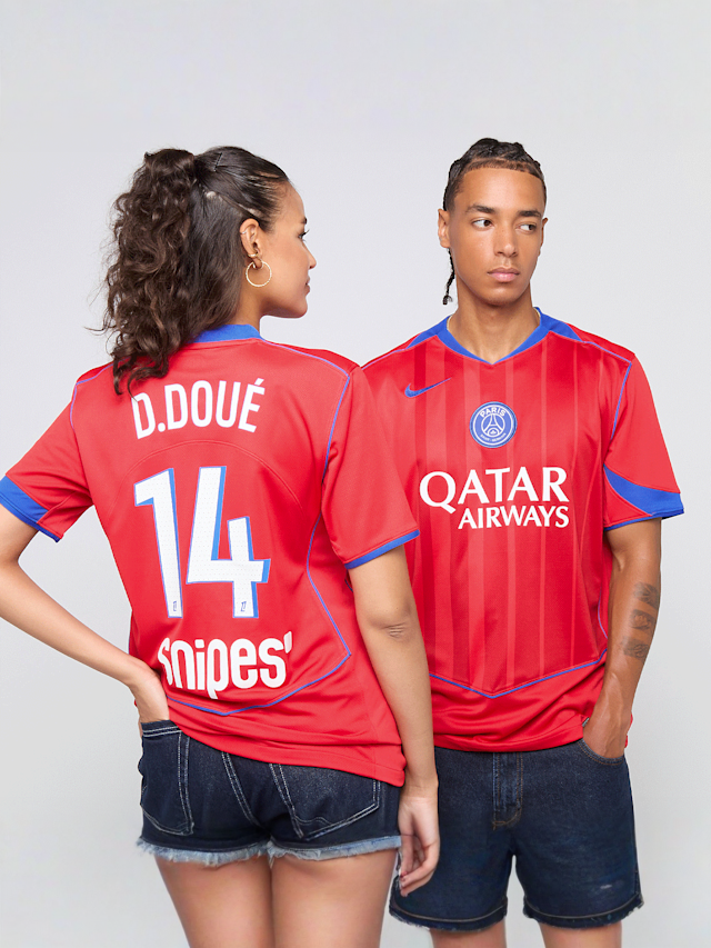 Nike, PSG Y NK DF JSY SS STAD 3R - D. Doué - 14, red, Image 1 of 7