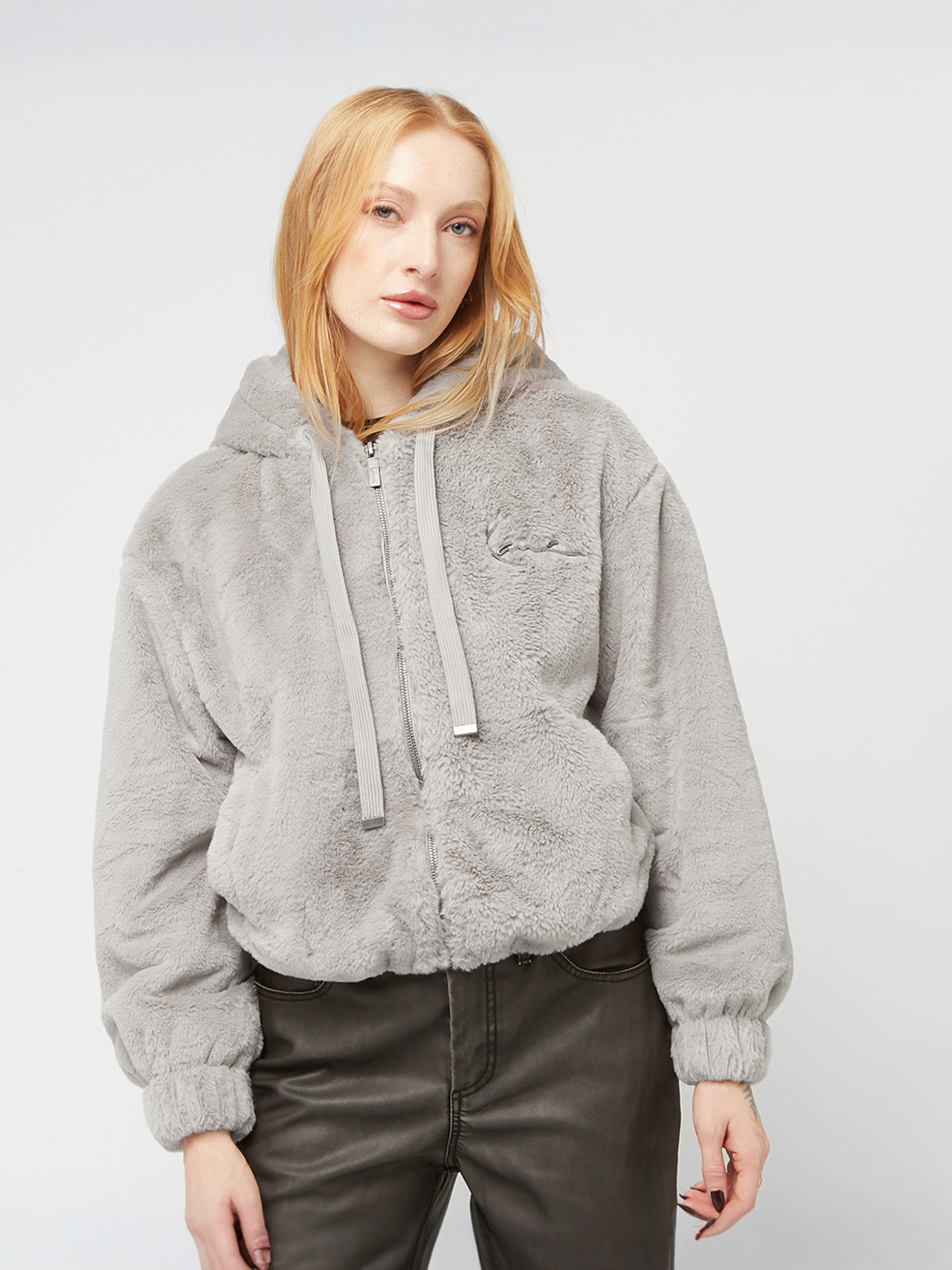 Metal Signature Vegan Fur Zip Hoodie Jacket | SNIPES