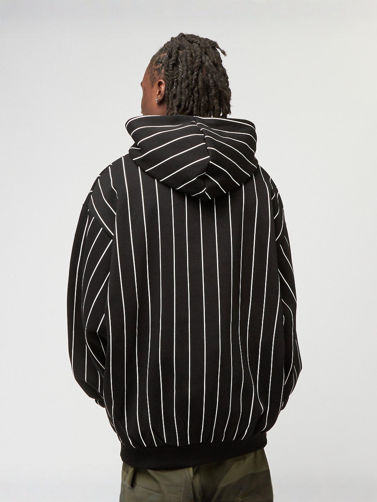 N*n様 kanizsa 17aw wide layered stripe sl Signature Logo Pinstripe Oversized Hoodie | SNIPES