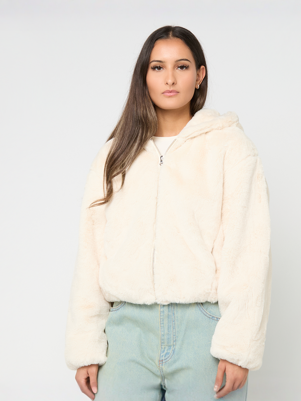 Ladies Full Zip Faux Fur Hoodie | SNIPES