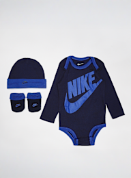 Nike, Futura Logo Hat/Bodysuit/Bootie (3 Piece), blauw, Afbeelding 1 van 2