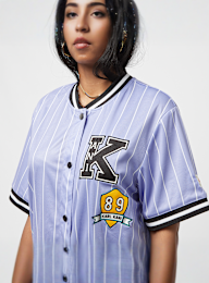 Karl Kani, Retro Patch Pinstripe Baseball Shirt, roze, Afbeelding 3 van 5