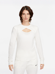 Nike, Sportswear Cut Out Long-Sleeve Top, wit, Afbeelding 1 van 6