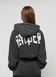 SNIPES, Large Old English Logo Washed Oversized Cropped Zip Hoodie, zwart, Afbeelding 2 van 5