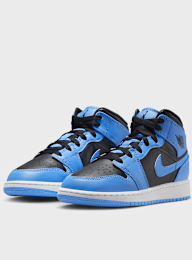 Jordan, Air Jordan 1 Mid Big Kids' Shoes (GS), blue, Image 4 of 8