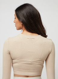 Sixth June, Long Sleeve Rib Crop Top W/ Side Rush, beige, Afbeelding 4 van 6