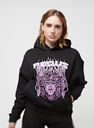 PEQUS, Cropped Medusa Graphic Hoodie, zwart, Afbeelding 1 van 5