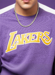 Mitchell & Ness, NBA There and Back Fleece Crew Los Angeles Lakers, purple, Image 3 of 7