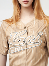 Karl Kani, Varsity Tonal Pinstripe Baseball Shirt light blue, beż, Obraz 3 z 4