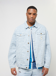 Karl Kani, OG Denim Wavy Print Trucker Jacket, blue, Image 1 of 5