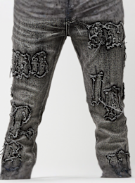 Smoke Rise, Letter Applique Jeans, czarny, Obraz 5 z 6