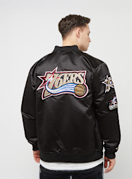Mitchell & Ness, NBA Lightweight Satin Bomber Philadelphia 76ers, black, Image 1 of 7