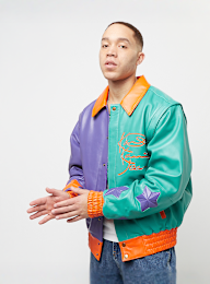 Karl Kani, Metal Plate Block Leather College Jacket, multi-colour, Image 1 of 7