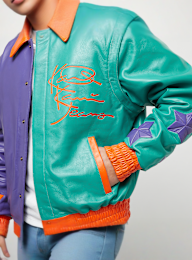 Karl Kani, Metal Plate Block Leather College Jacket, multi-colour, Image 5 of 7