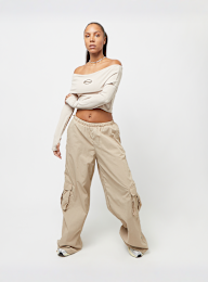 Sixth June, Ribbed Longsleeve Bardot Crop Top, beż, Obraz 4 z 4