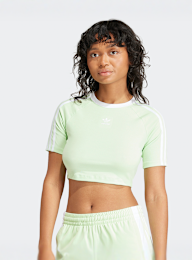 adidas Originals, adicolor 3-Streifen Crop T-Shirt, green, Image 1 of 5