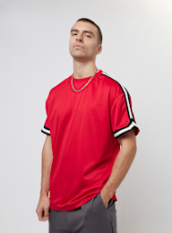Urban Classics, Oversized Stripes Mesh Tee, red, Image 1 of 5