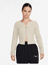 Nike, Sportswear Chill Knit Rib Full-Zip Cardigan, beige, Image 1 of 3