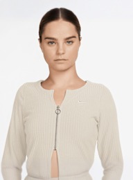 Nike, Sportswear Chill Knit Rib Full-Zip Cardigan, beige, Image 3 of 3