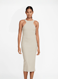 Nike, Sportswear Chill Knit Rib Midi Dress, beige, Afbeelding 1 van 3