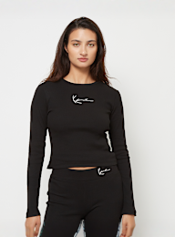 Karl Kani, Small Signature Short Rib LS, zwart, Afbeelding 1 van 4