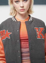 Karl Kani, Retro Patch Star Logo Oversized College Jacket, black, Image 3 of 5