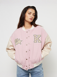 Karl Kani, Retro Patch Star Logo Oversized College Jacket, light pink, Image 1 of 5