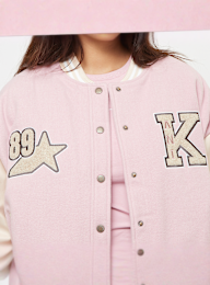 Karl Kani, Retro Patch Star Logo Oversized College Jacket, light pink, Image 3 of 5
