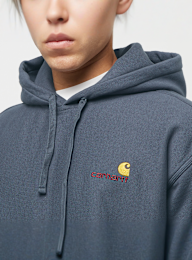 Carhartt WIP, Hooded American Script Sweatshirt  Zeus, blue, Image 3 of 4