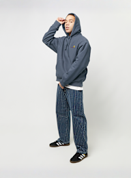 Carhartt WIP, Hooded American Script Sweatshirt  Zeus, blue, Image 4 of 4