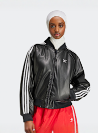 adidas Originals, SST Pleather Loose Padded Jacket, czarny, Obraz 1 z 5
