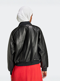 adidas Originals, SST Pleather Loose Padded Jacket, czarny, Obraz 2 z 5