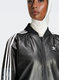 adidas Originals, SST Pleather Loose Padded Jacket, zwart, Afbeelding 3 van 5