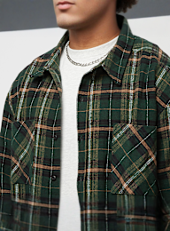 Urban Classics, Boxy Fane Check Shirt, zielony, Obraz 3 z 5